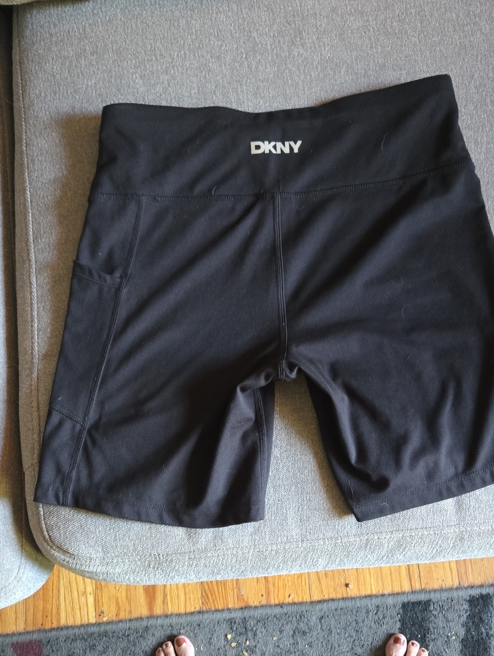 DKNY Black High-Waist Bike Shorts with Side Pocket